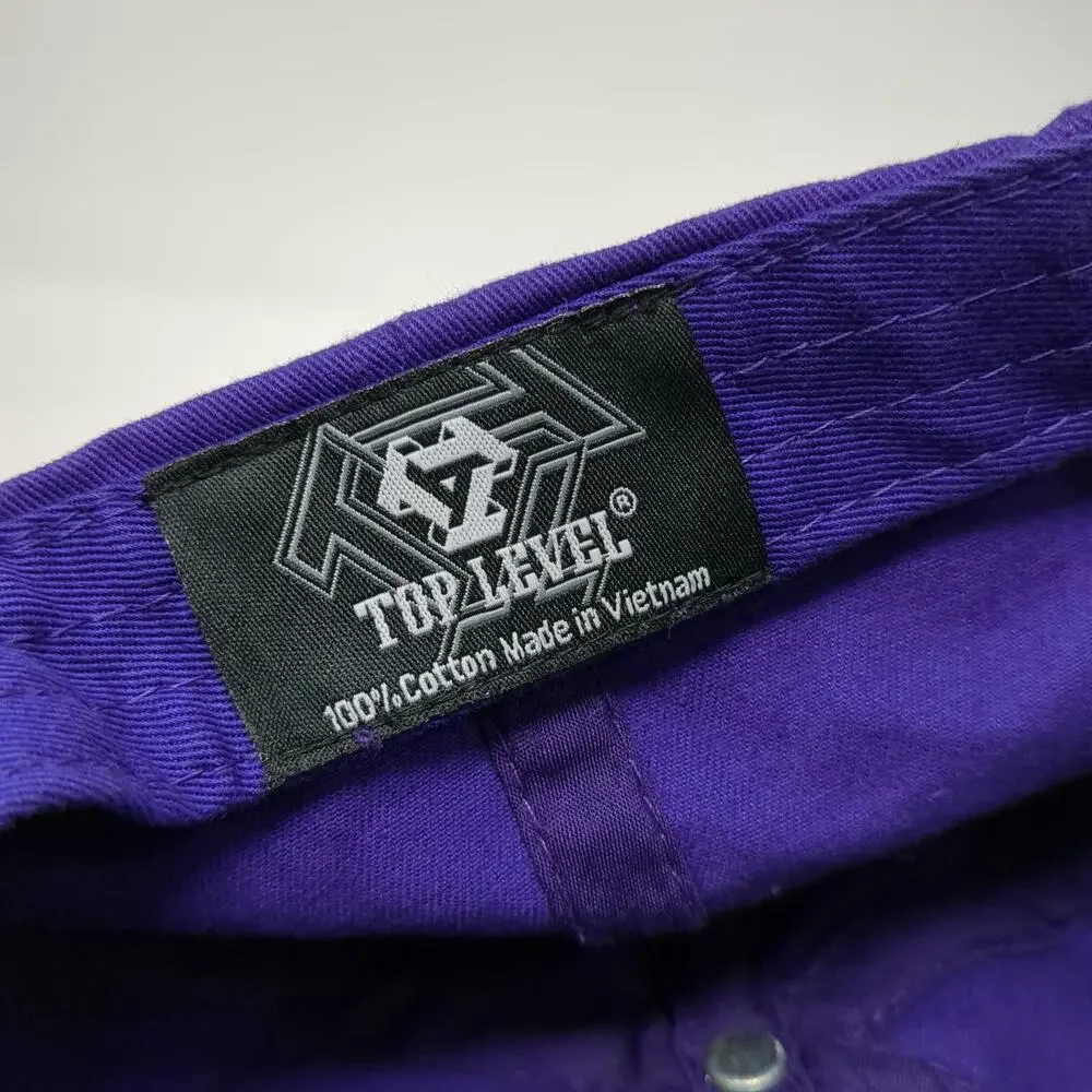 Top Level Baseball Cap Purple One Size Adjustable 100% Cotton Solid Plain Hat